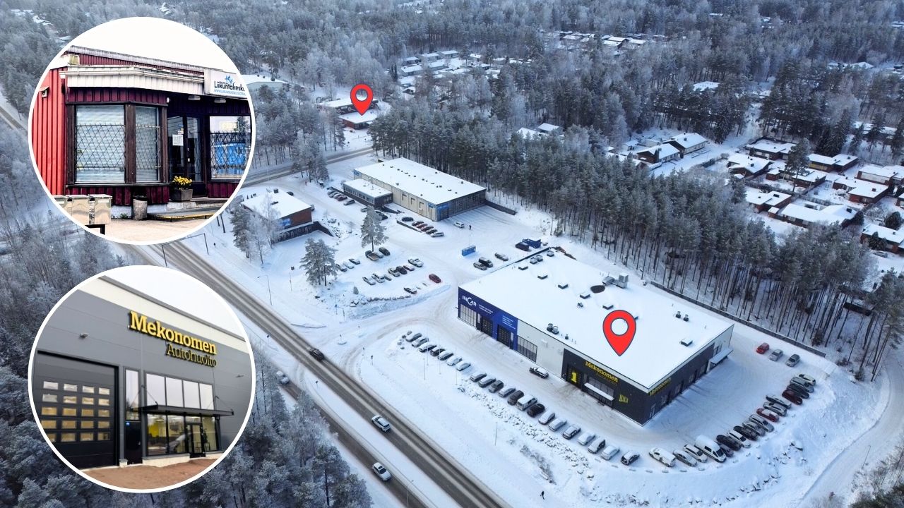 Ilmakuva, jossa molemmat kassapisteet
